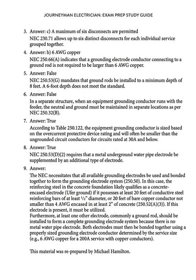Michael Hamilton's Journeyman Electrician Exam Prep Study Guide 2026 Edition - mhepublisher
